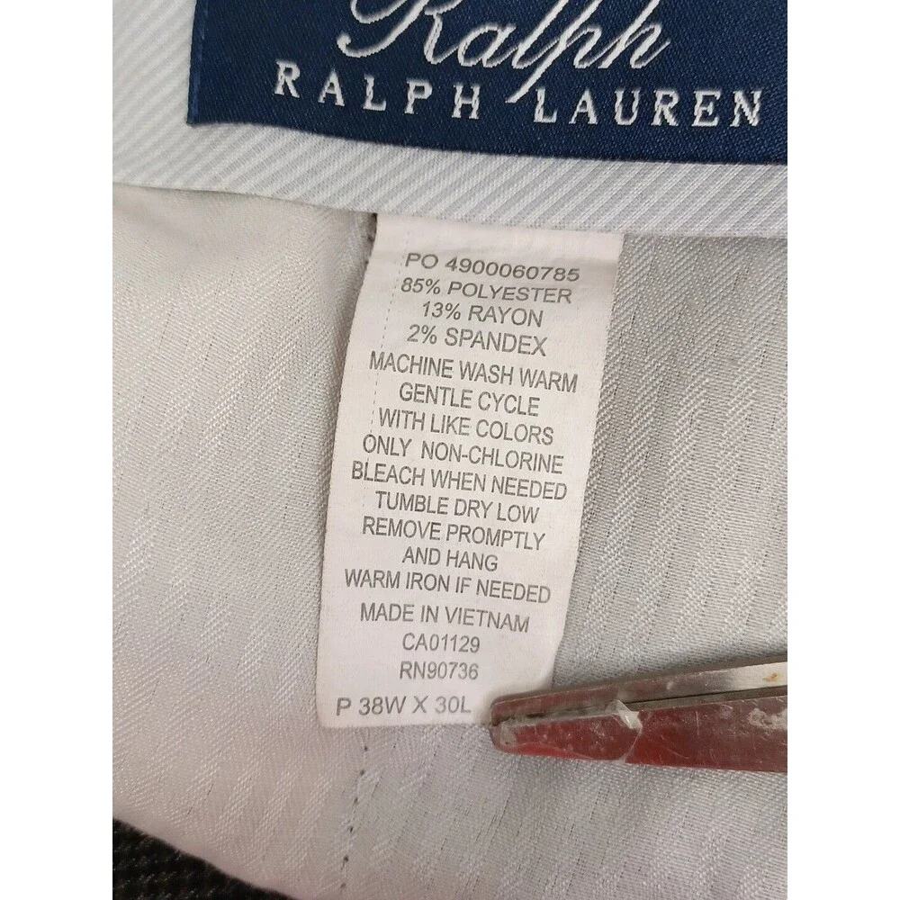 Polo Ralph Lauren Houndstooth Dess Pants  Men's Brown Pleated Sz 38W x 30L